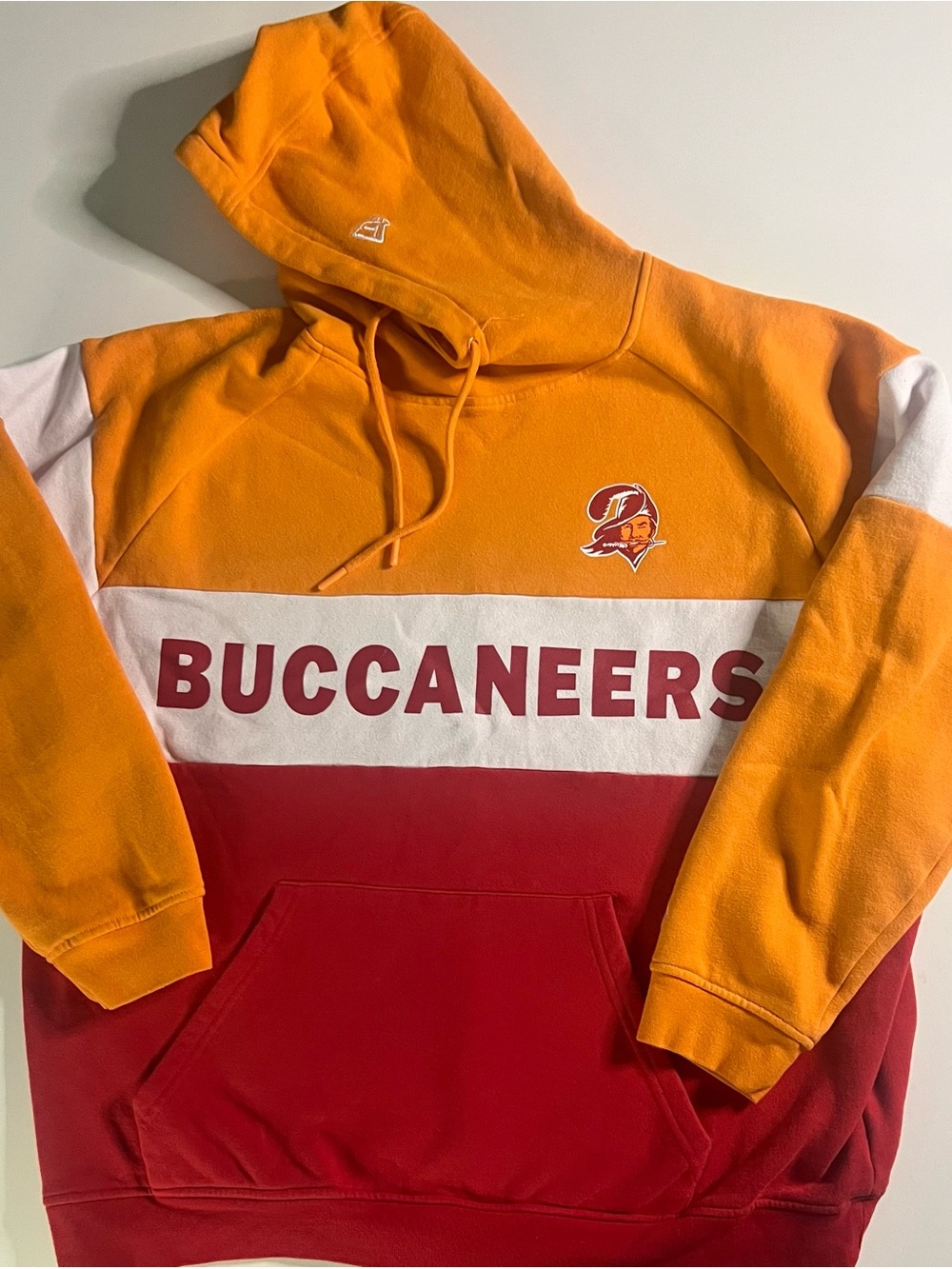 NFL Buccaneers Colorblock Crewneck Hoodie - Orange, Red, White